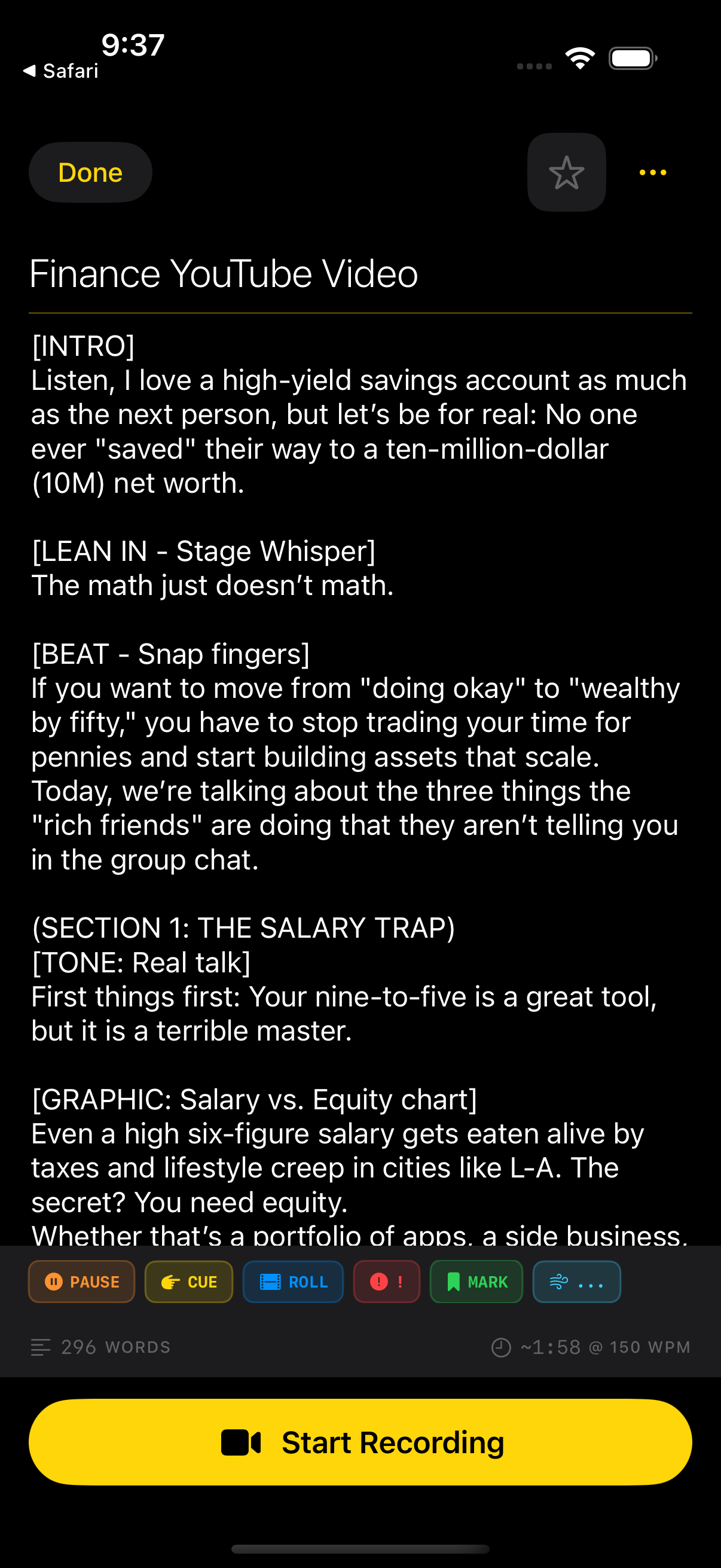 Just Roll Script Editor with cue markers